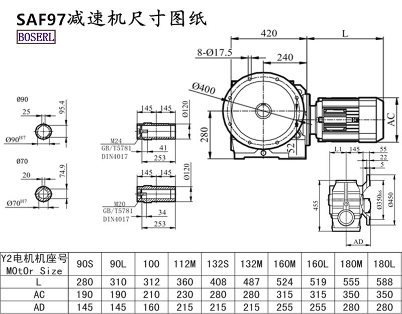 SAF97減速機電機尺寸圖紙.png SAF97減速機電機尺寸圖紙.png